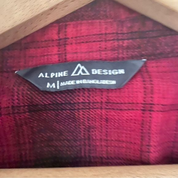 Alpine Design Women's Brushed Flannel Shirt Medium Red Black Plaid - Picture 2 of 6